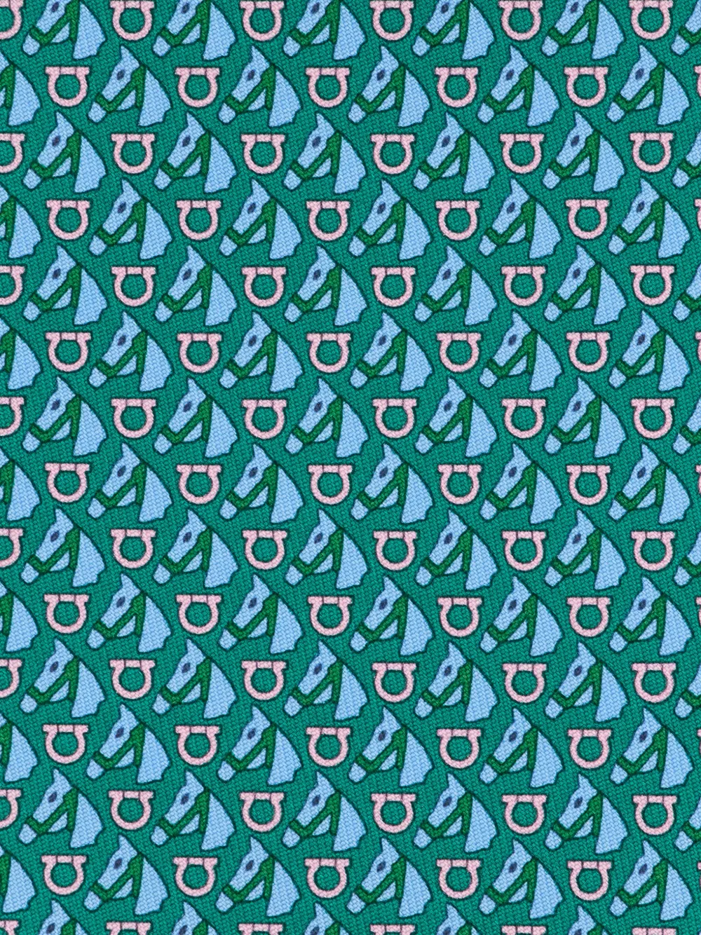 Ferragamo Equestrian-print Silk Tie In Green