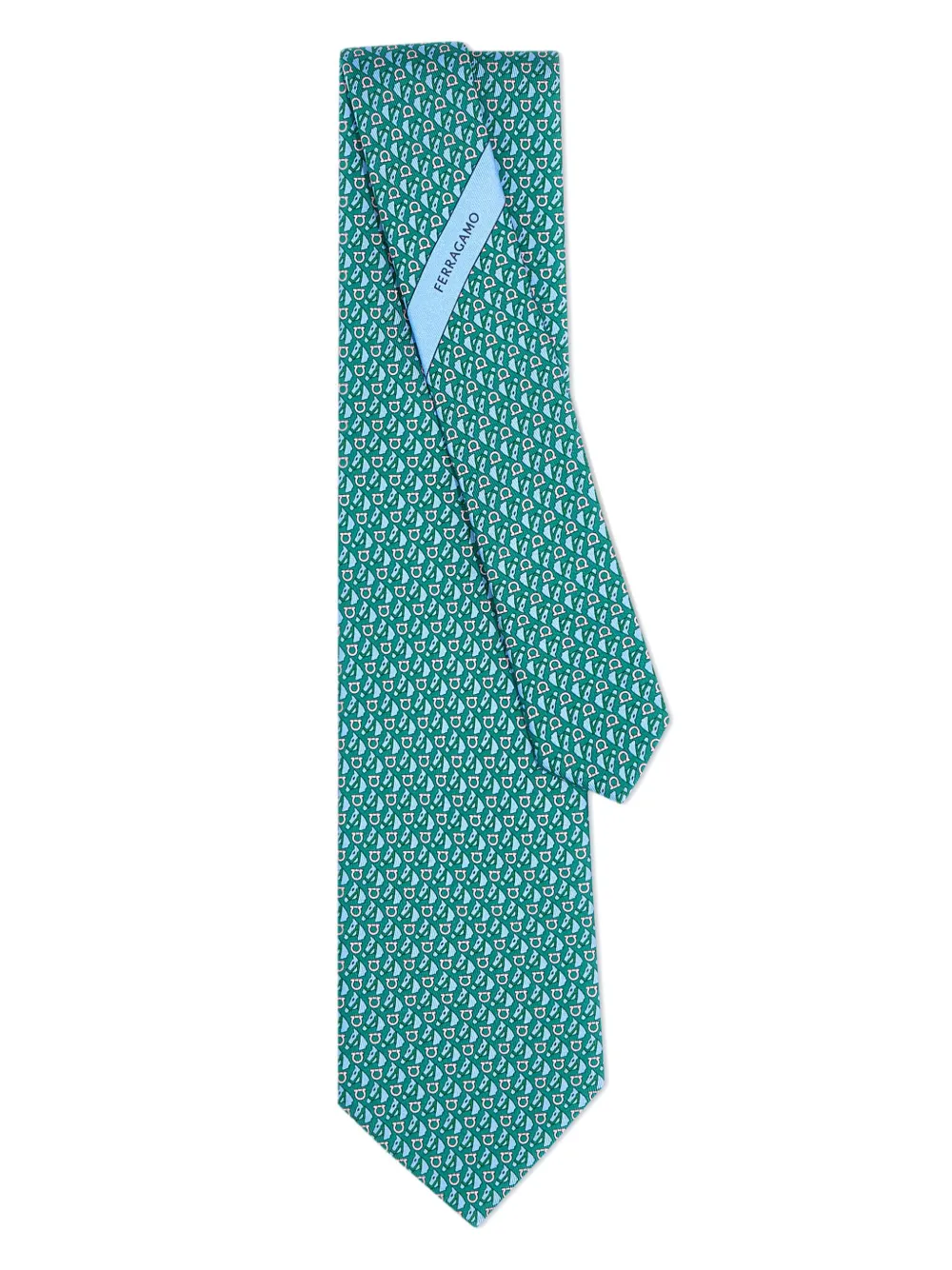 Ferragamo Equestrian-print Silk Tie In Green