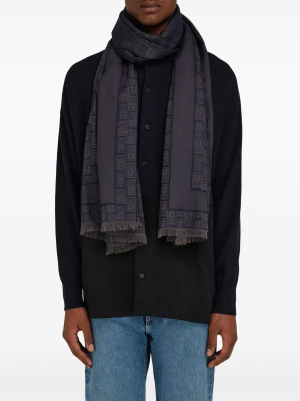 Ferragamo Gancini-jacquard Stole Blue FARFETCH IN