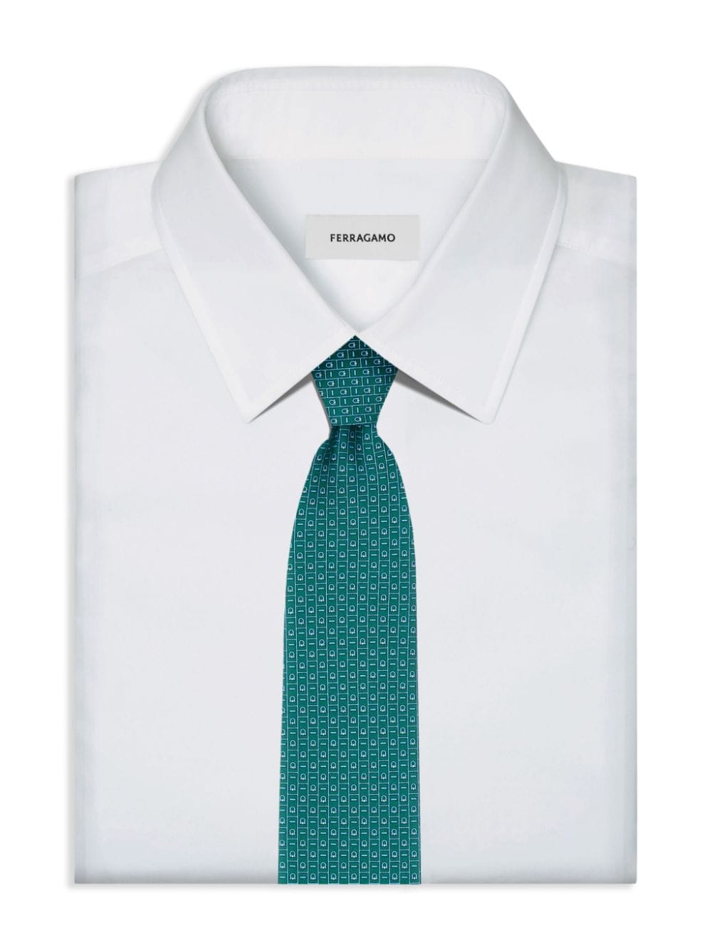 Shop Ferragamo Gancini-print Silk Tie In Green