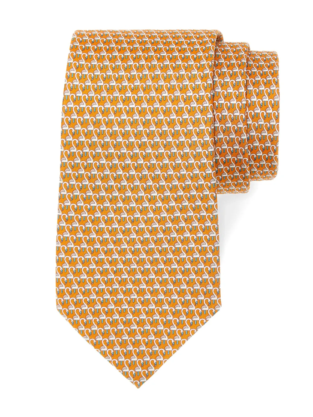 Shop Ferragamo Flamingo-print Silk Tie In Orange