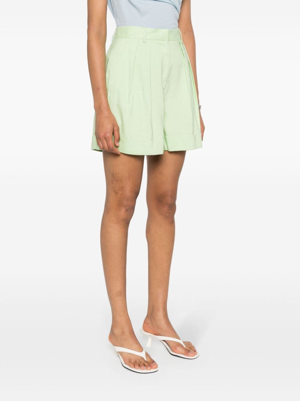 Shop The Andamane Rina Pleated Tailored Shorts In Green