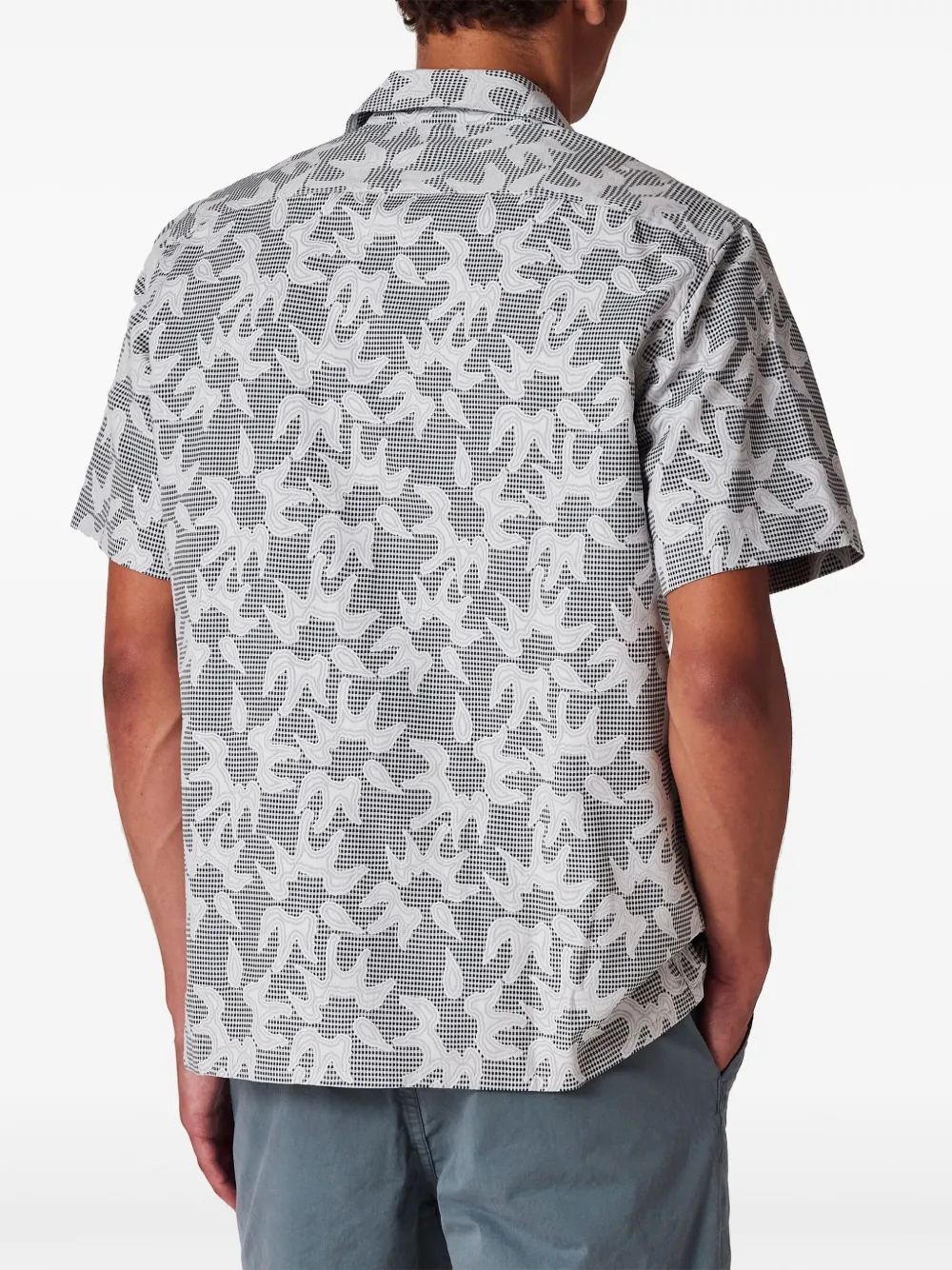 Ps By Paul Smith Navy And White Floral-check Textured Cotton Shirt Blue In Blue