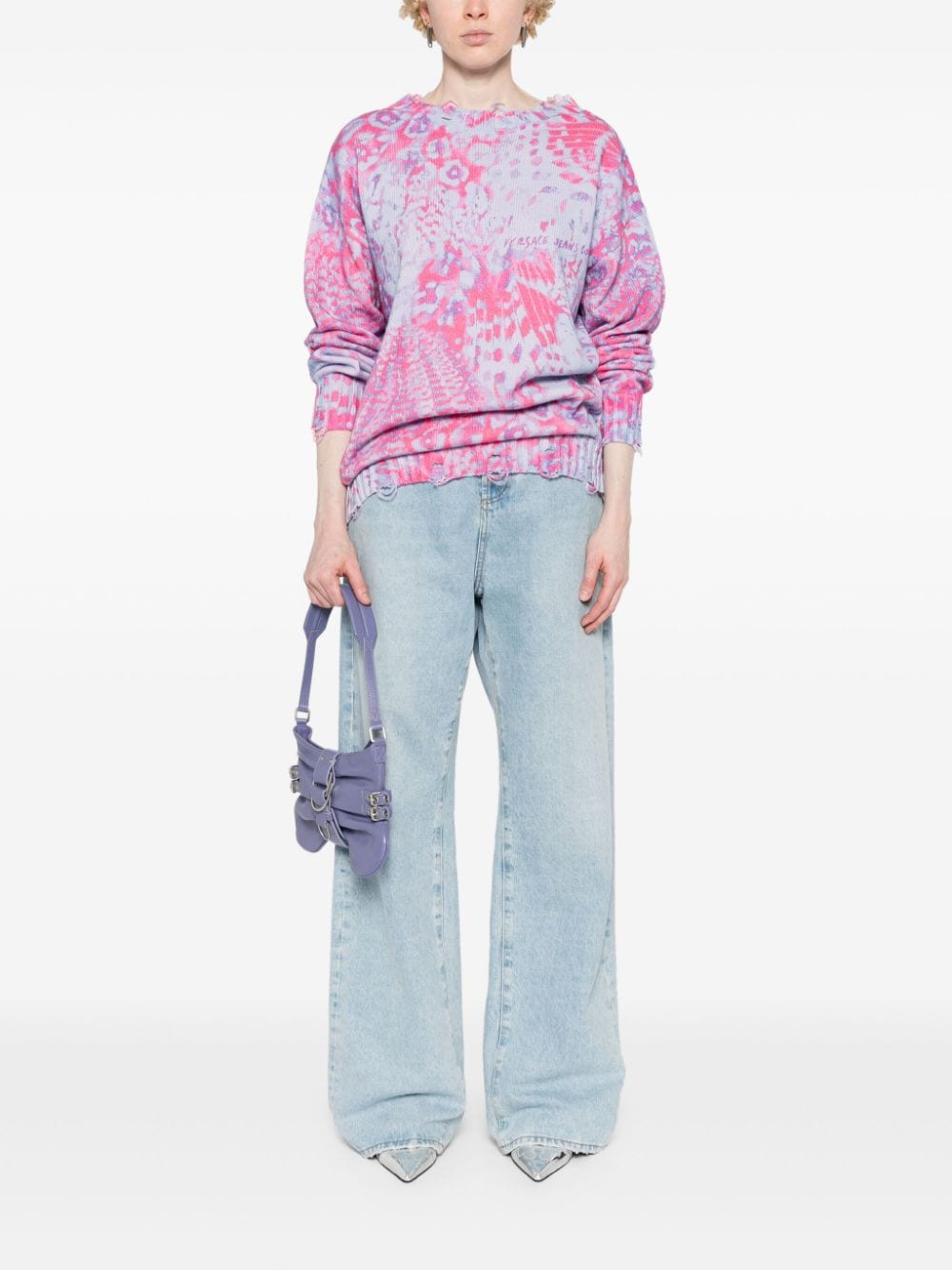 Versace Jeans Couture Trui met abstracte print Blauw