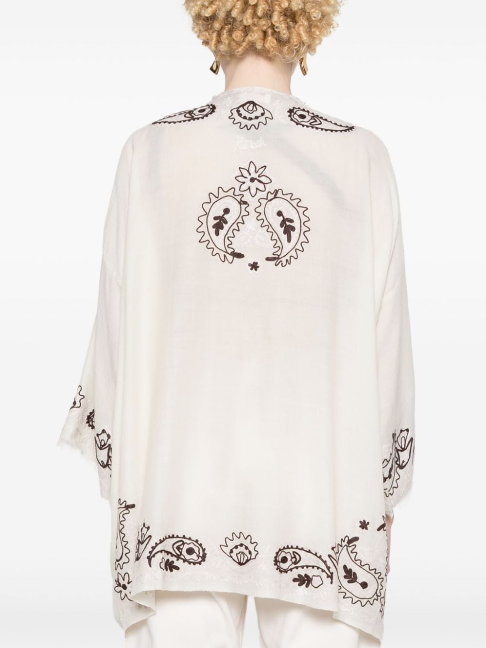 Shop P.a.r.o.s.h Motif-embroidered Cashmere Jacket In Neutrals