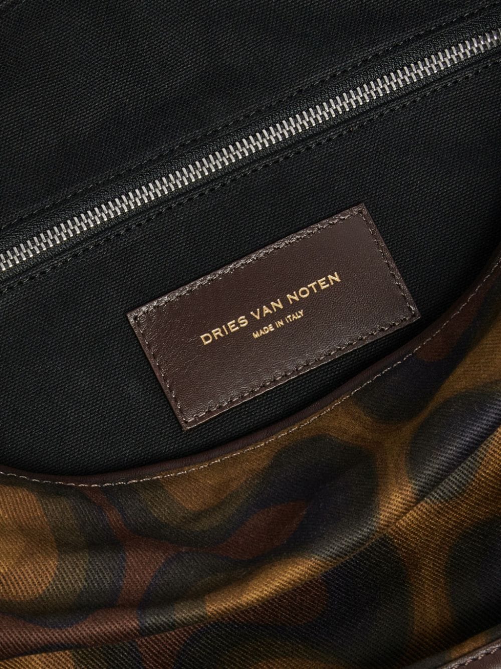 Shop Dries Van Noten Abstract-pattern Shoulder Bag In Brown