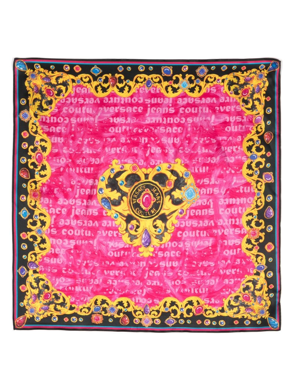 Versace Jeans Couture Heart Couture-print silk scarf Roze