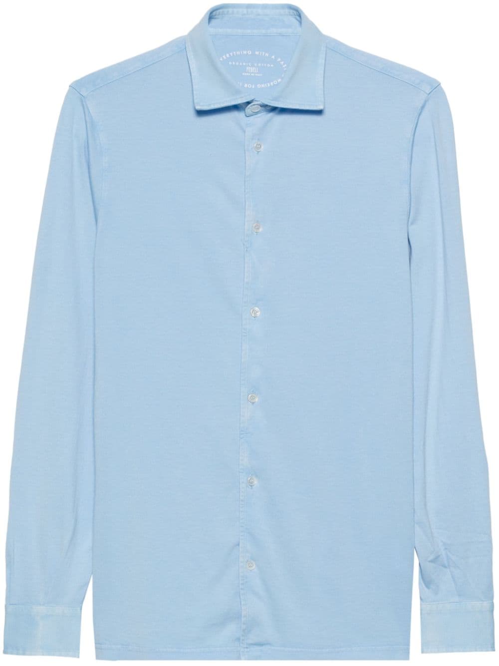 Fedeli Plain Organic-cotton Shirt In Blue