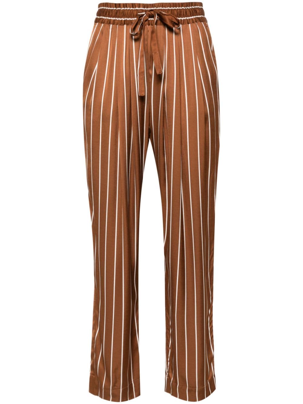 Semicouture Keza Striped Straight-leg Trousers In Brown