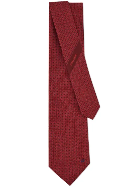 Ferragamo Gravata em jacquard de seda Gancini