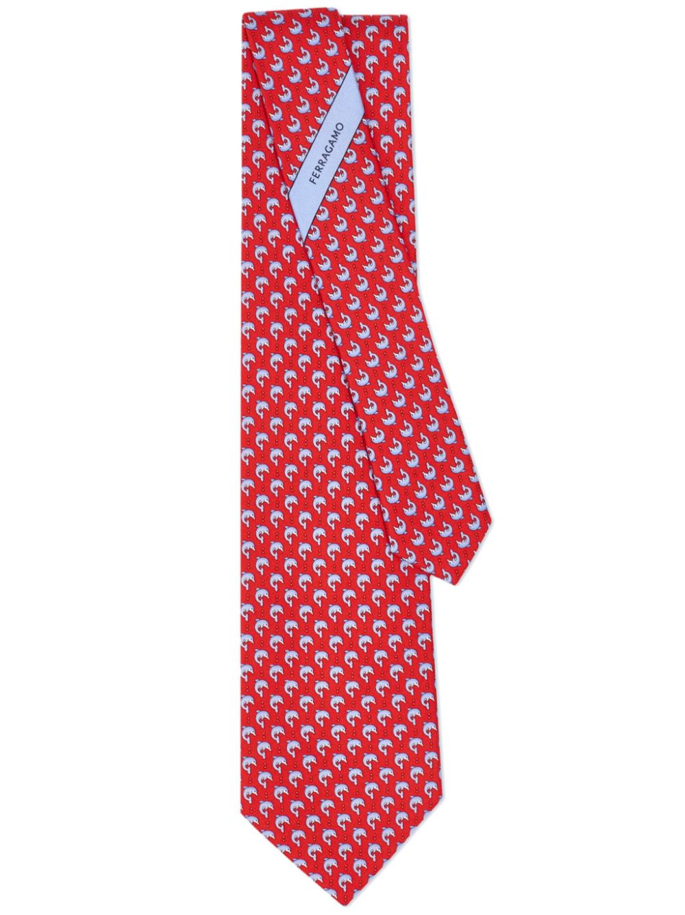 FERRAGAMO DOLPHIN-PRINT SILK TIE