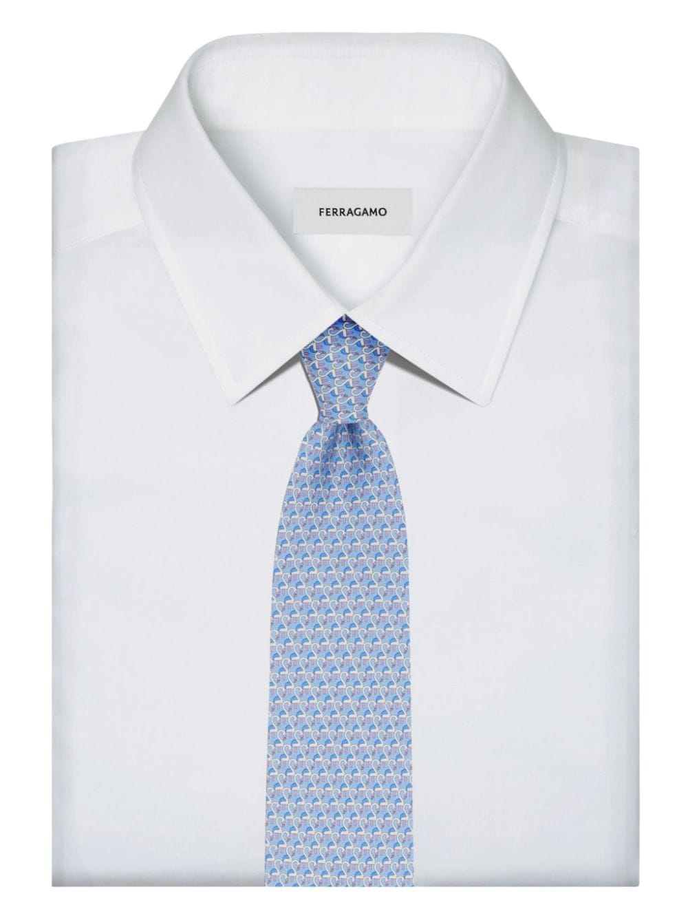 Shop Ferragamo Flamingo-print Silk Tie In Blau