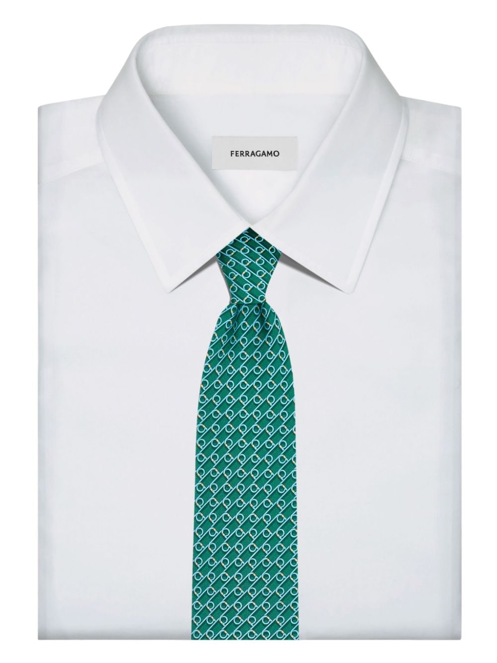 Shop Ferragamo Geometric-patterned Tie In Grün