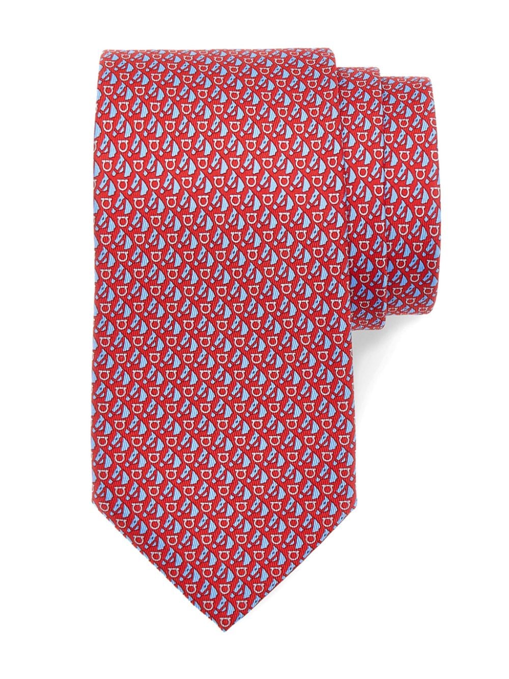 Shop Ferragamo Equestrian-print Silk Tie In Red