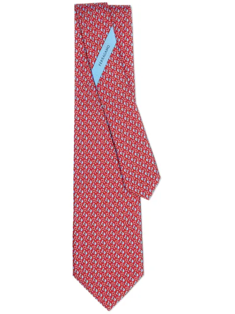 Ferragamo Gravata de seda com estampa
