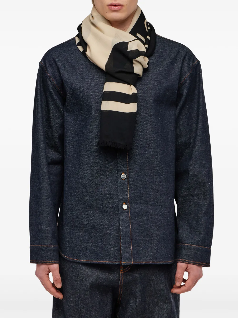 Ferragamo Intarsia sjaal Zwart