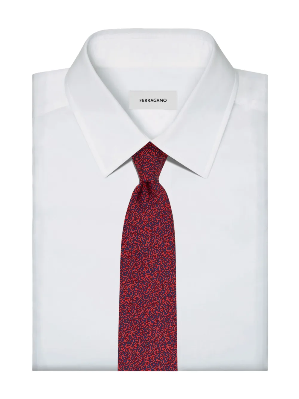 Ferragamo Stropdas met abstracte print Rood