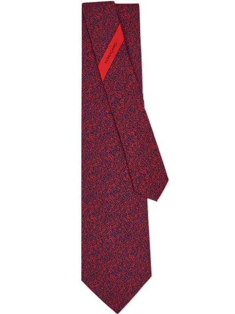 Ferragamo abstract embroidered print silk tie