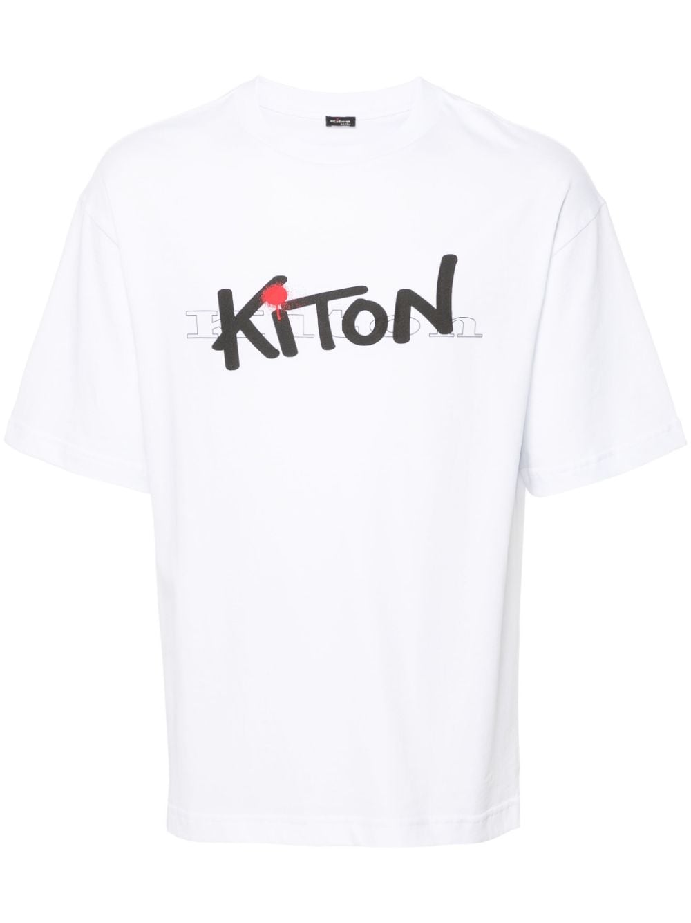 Kiton Logo印花棉t恤 In White