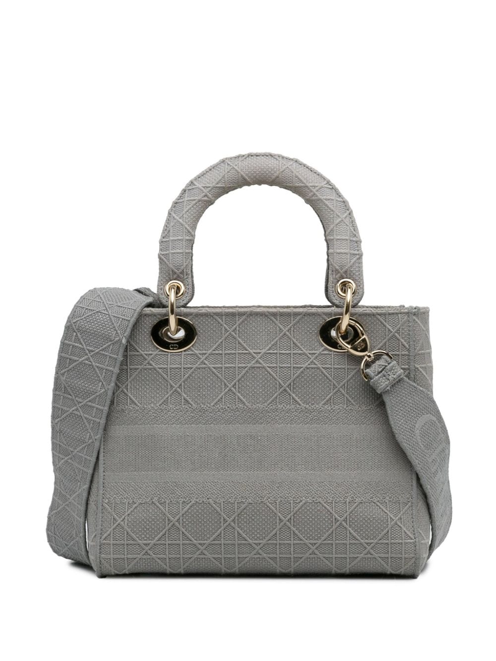 Pre-owned Dior 2020 Medium Cannage Lady D-lite Satchel In Grey