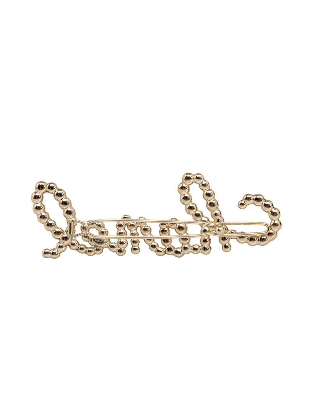 CHANEL 2021 faux-pearl logo-lettering hair barrette Women