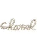 CHANEL Pre-Owned 2021 faux-pearl logo-lettering hair barrette - Gold