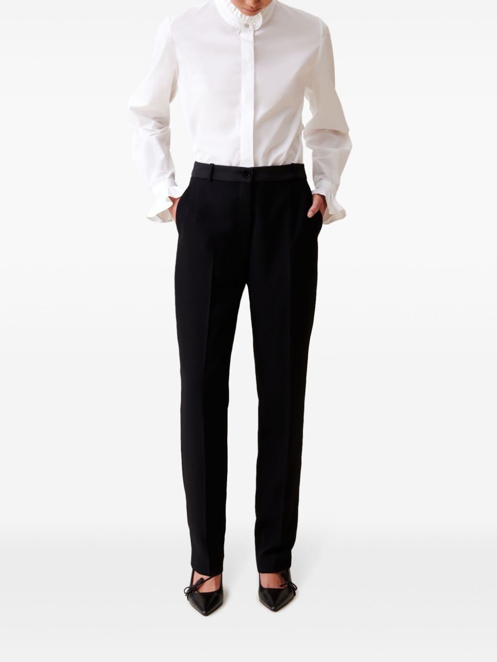 Shop Claudie Pierlot Cigarette Tailored Trousers In Black