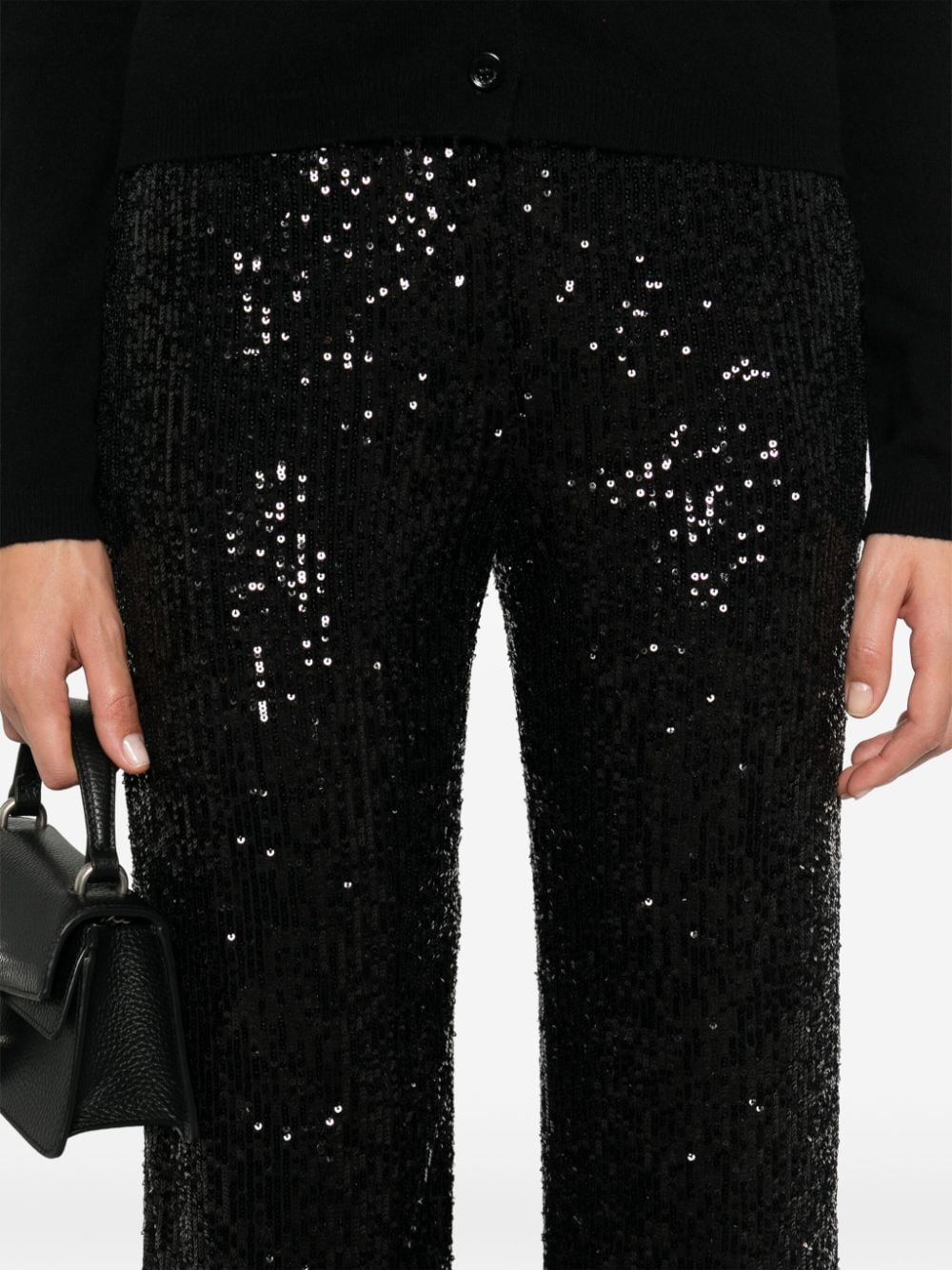 Shop Claudie Pierlot Sequin Straight-leg Trousers In Black