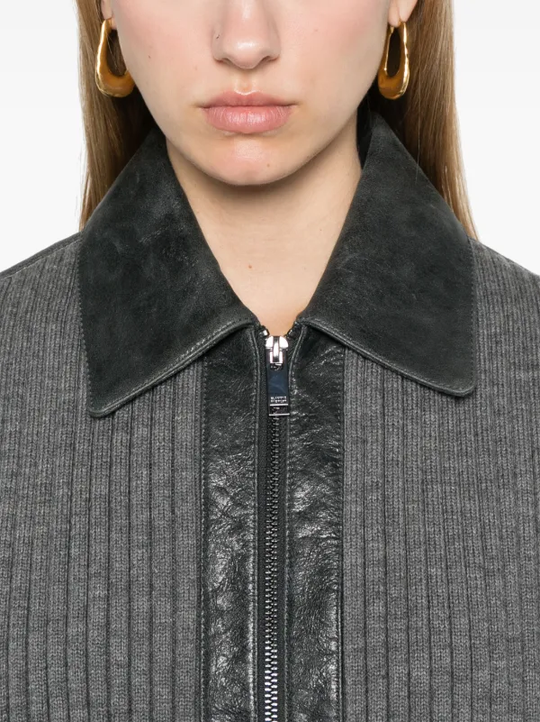 Claudie Pierlot レザー ボンバージャケット | グレー | FARFETCH JP 