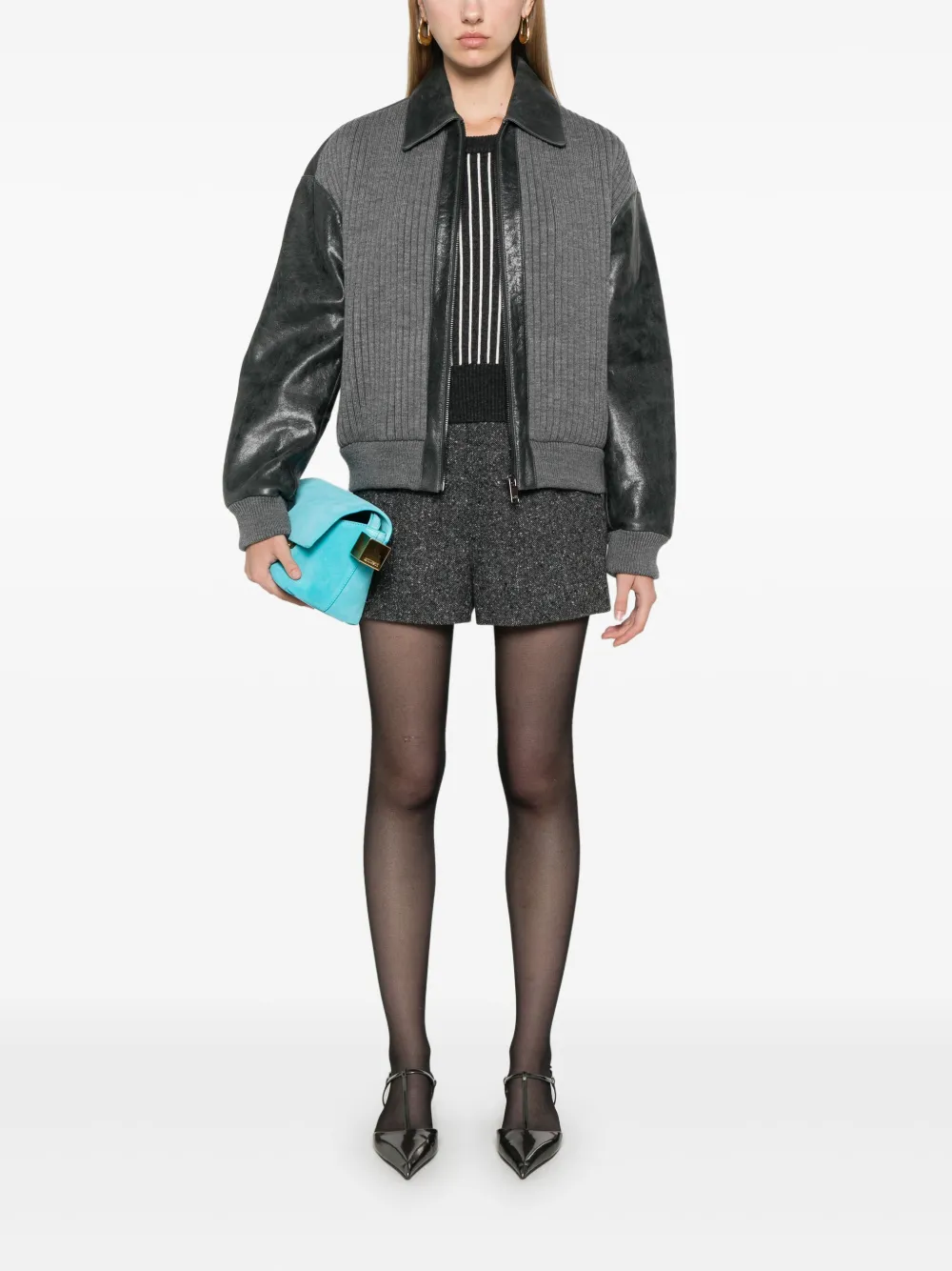 Claudie Pierlot leather bomber jacket - Grijs