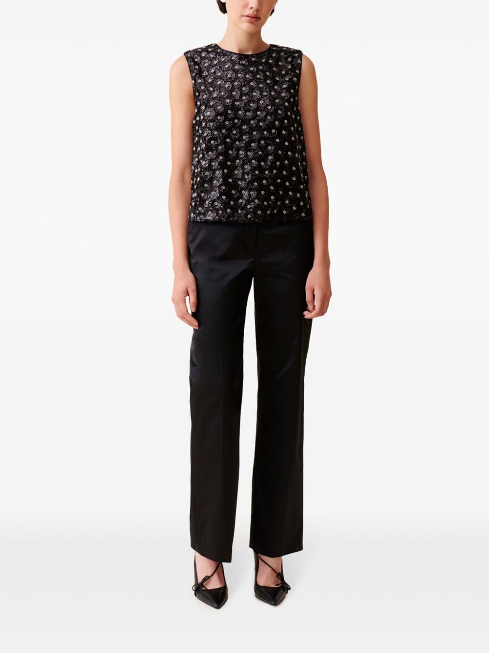 Claudie Pierlot sequinned open-back top - Zwart