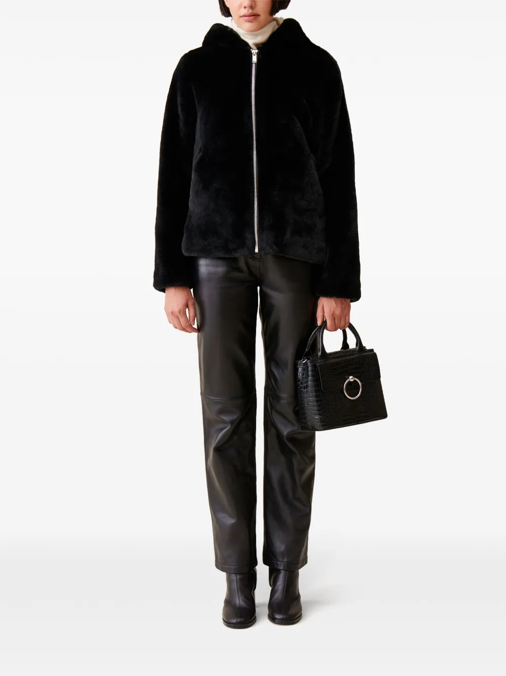 Claudie Pierlot hooded faux-fur jacket - Zwart