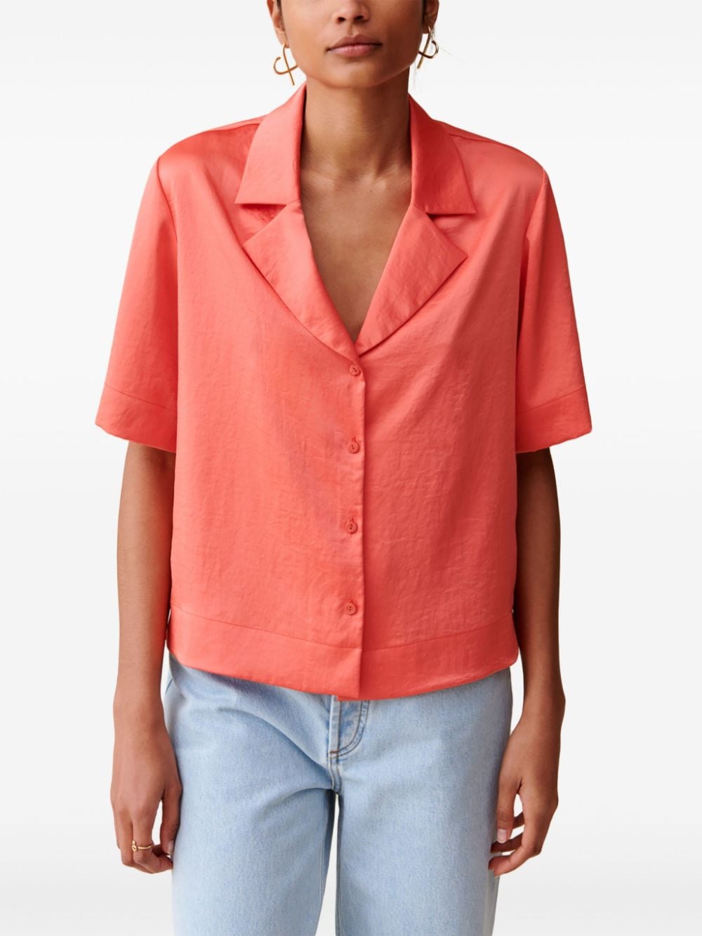 Shop Claudie Pierlot Satin-finish Shirt In Orange