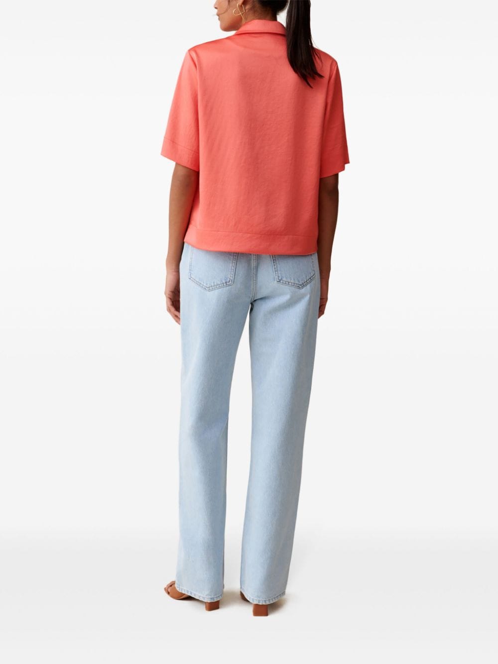 Shop Claudie Pierlot Satin-finish Shirt In Orange