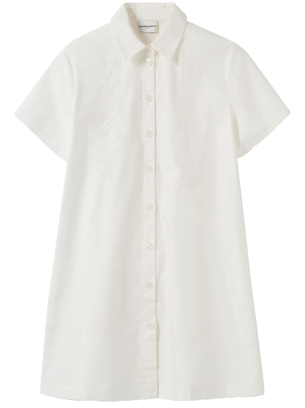Claudie Pierlot Broderie Anglaise Cotton Shirt Dress In White
