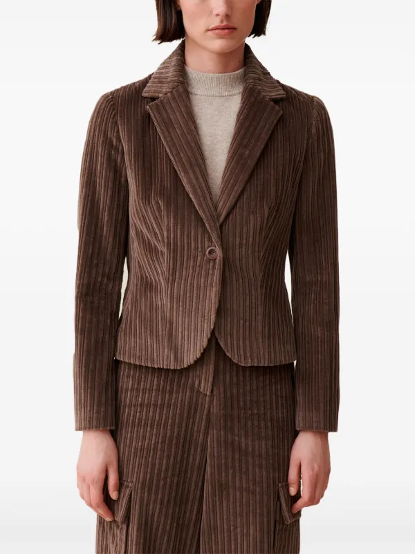 Claudie Pierlot Fitted Corduroy Jacket Brown FARFETCH IE