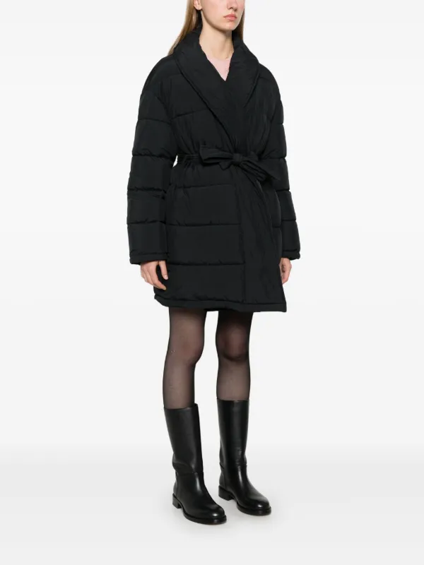 Claudie Pierlot Belted Shawl Collar Puffer Jacket Blue FARFETCH UK