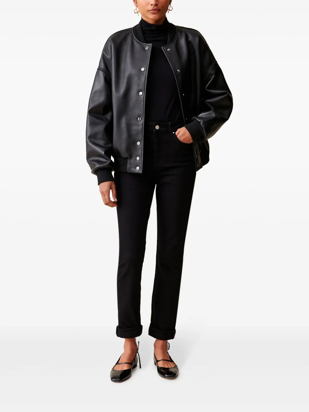 Claudie Pierlot varsity-collar oversize jacket - Zwart