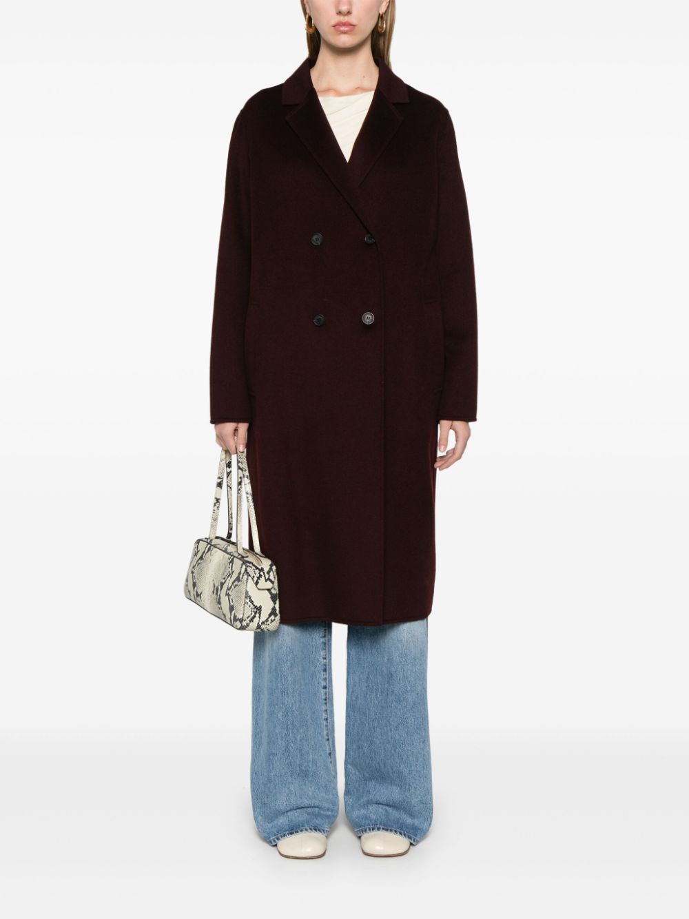 Shop Claudie Pierlot Double-breasted Long Coat In Rot