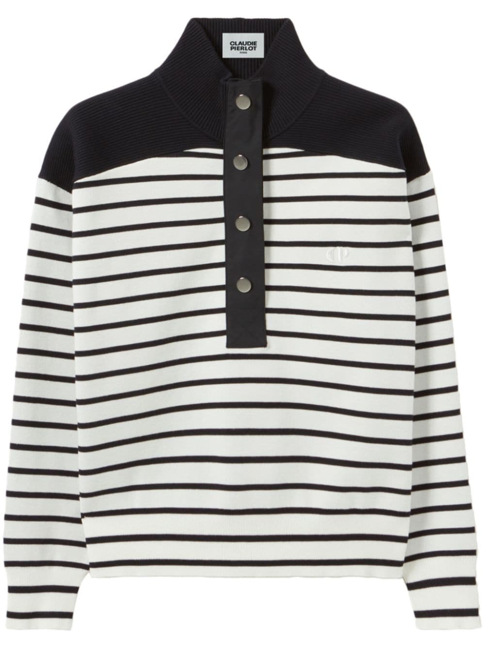 Claudie Pierlot Elbow-patch Striped Sweatshirt In White