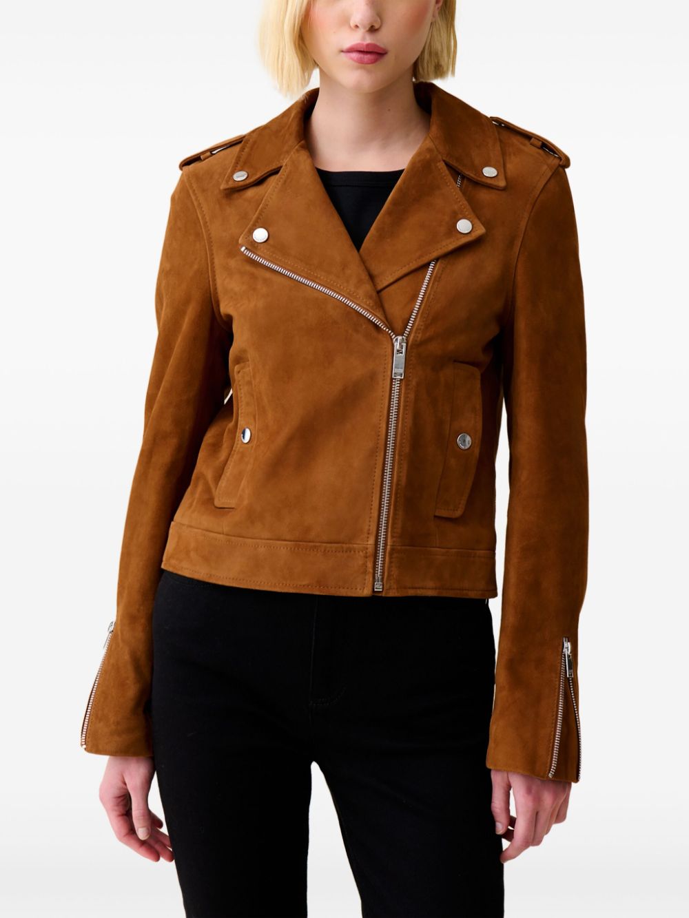 CLAUDIE PIERLOT SUEDE BIKER JACKET 