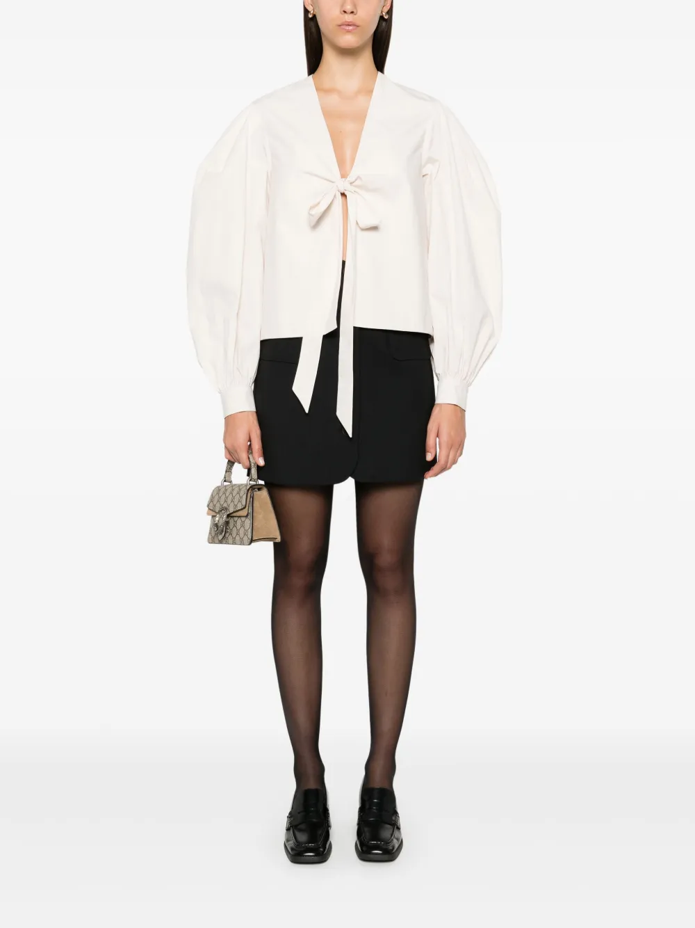 Claudie Pierlot tie-fastening V-neck blouse - Beige