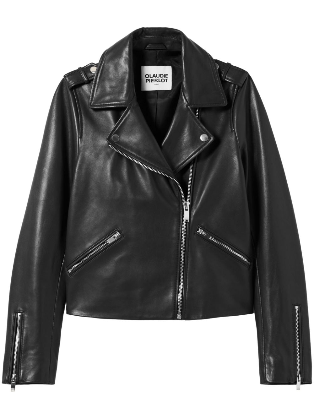 zipped leather biker jacket