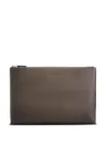 Santoni debossed-logo leather laptop bag - Brown