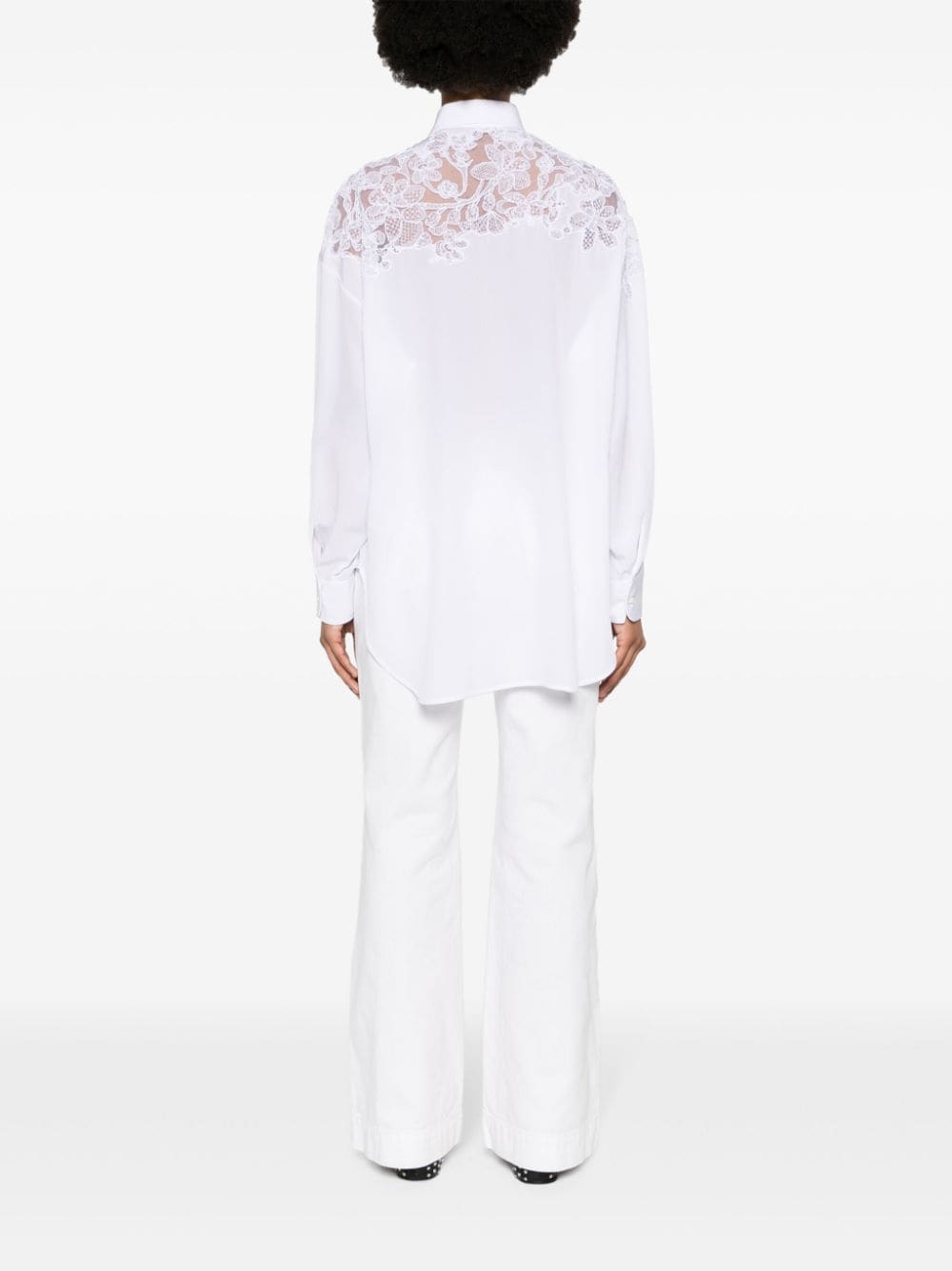 Ermanno Scervino Zijden blouse met bloemenkant Wit