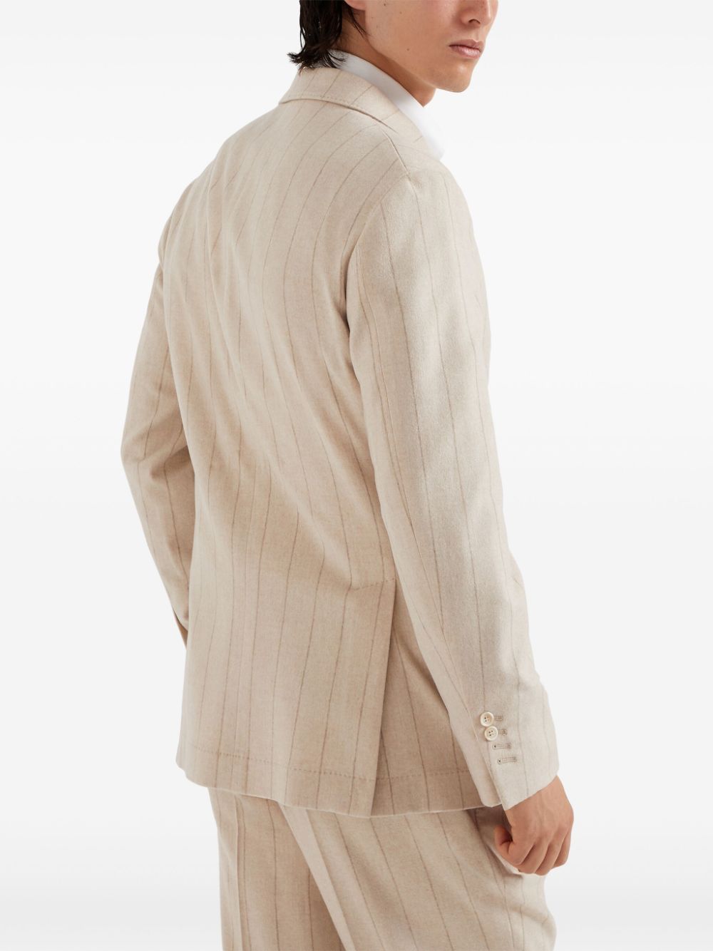 Shop Brunello Cucinelli Double-breasted Striped Blazer In Nude