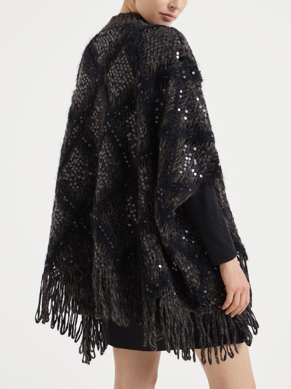 Brunello Cucinelli sequin-embellished knitted cape Women