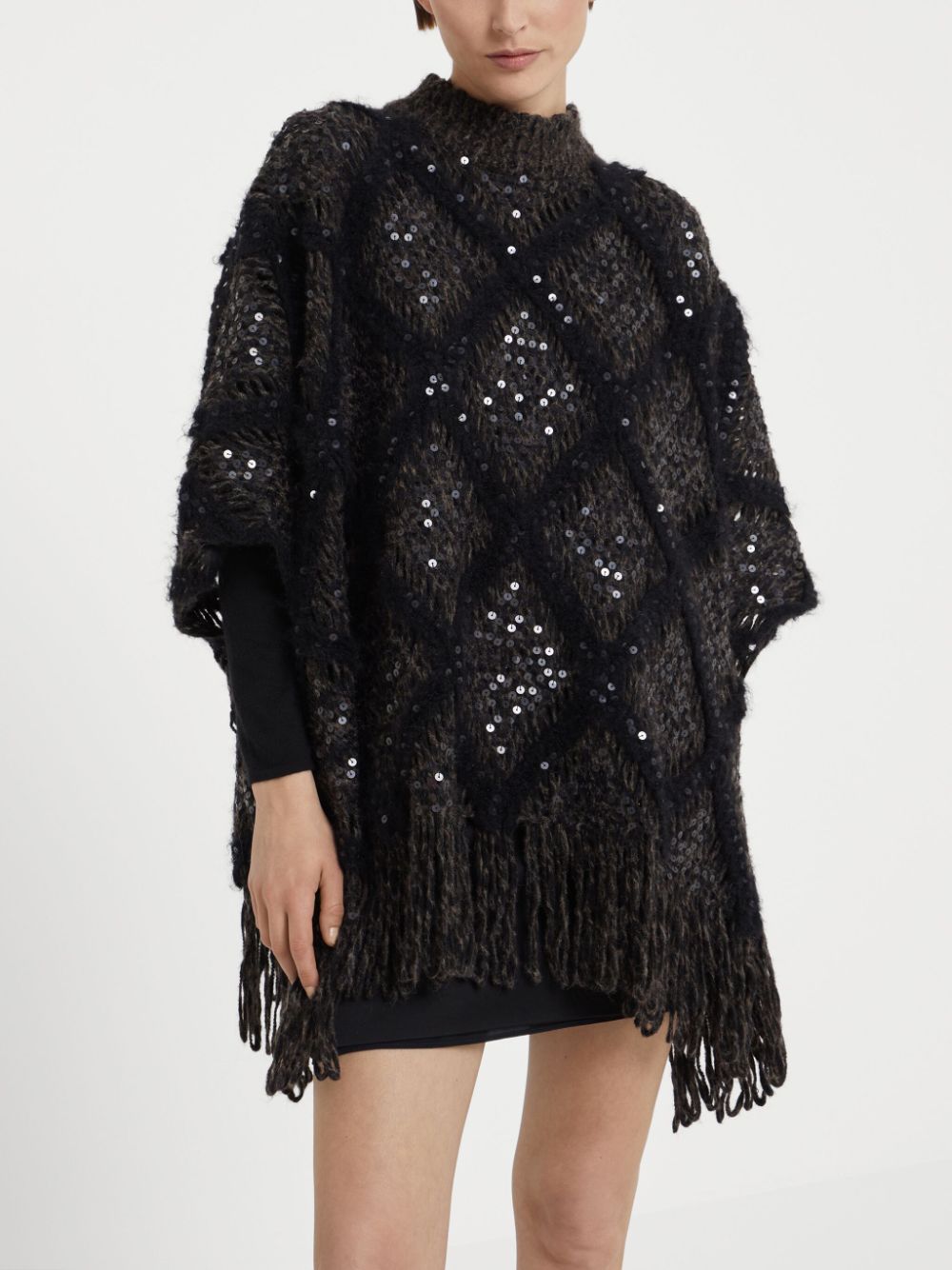 Brunello Cucinelli sequin-embellished knitted cape Women