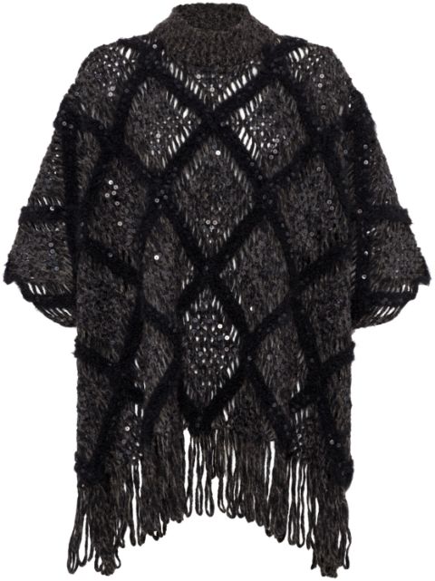 Brunello Cucinelli sequin-embellished knitted cape Women