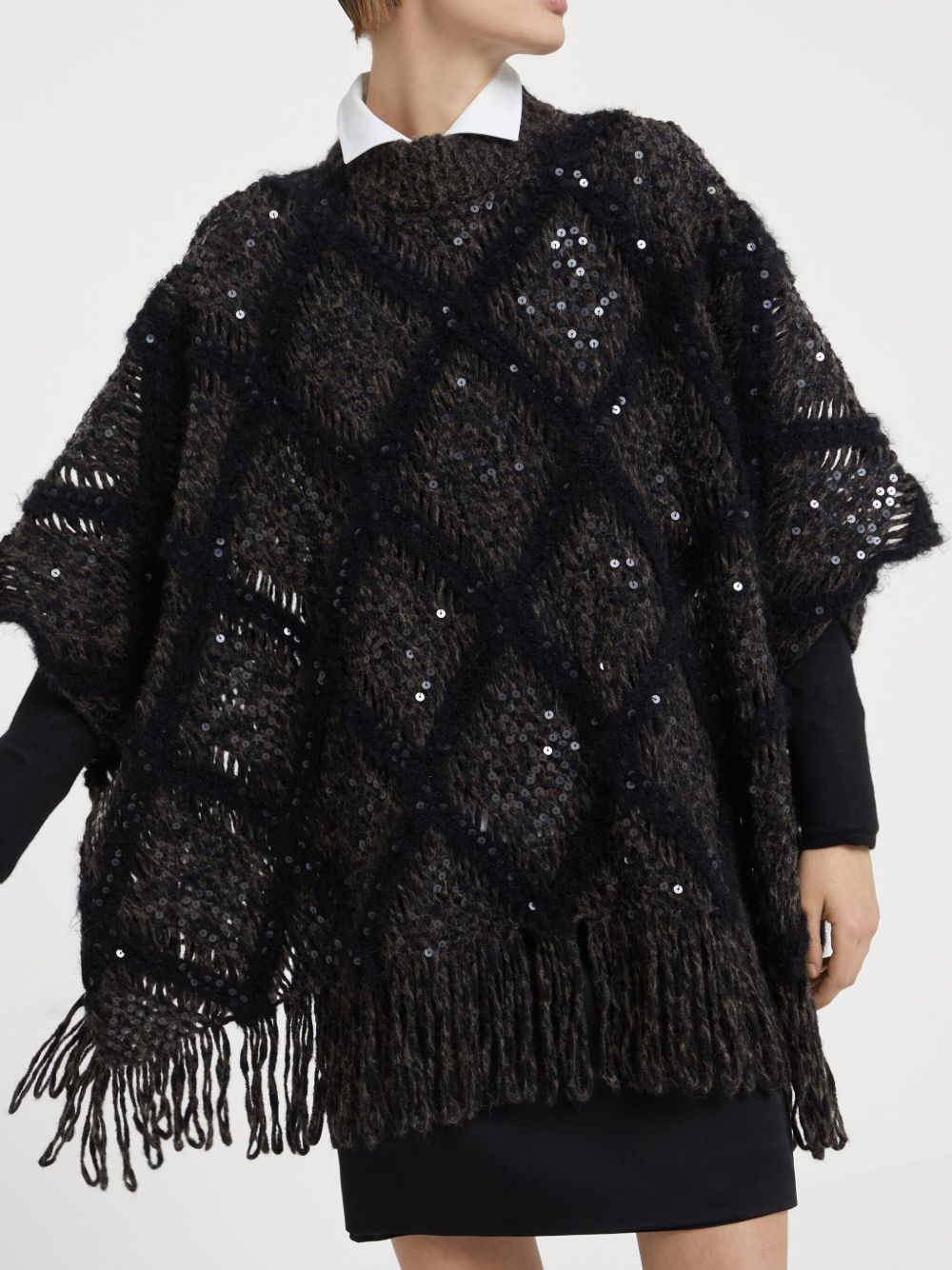 Brunello Cucinelli sequin-embellished knitted cape Women